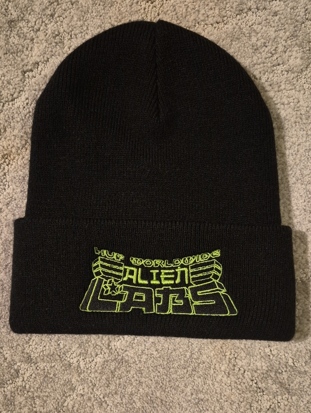 HUF and ALIEN LABS Black foldover cuff beanie Hat